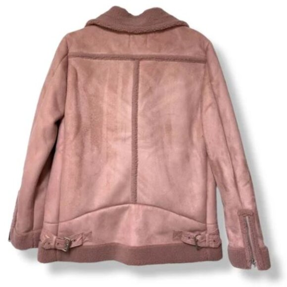 Loft Faux Pink Suede Aviator Jacket Size S - Picture 3 of 13